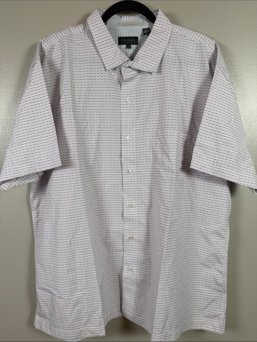 Ted Baker Men's Short-Sleeve Button-Down Shirt in White with Stripes
